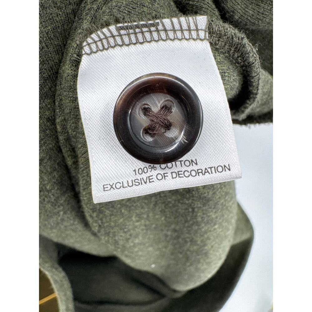 Cremieux Olive Green Cotton Mock Neck Sweater Brown Elbow Patch Men’s Large - Picture 8 of 8